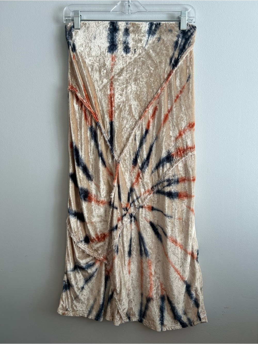 Free People Serious Swagger tie-dye velvet skirt, boho artsy street wear